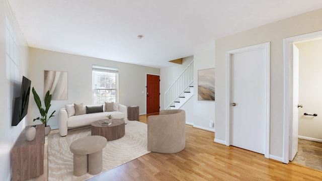 living room featuring light wood-type flooring