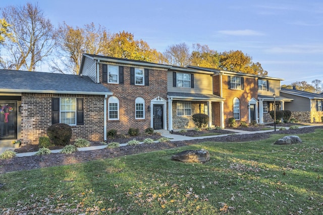 colonial house with a front lawn