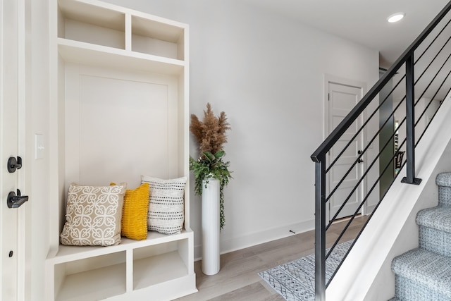 mudroom featuring hardwood / wood-style floors