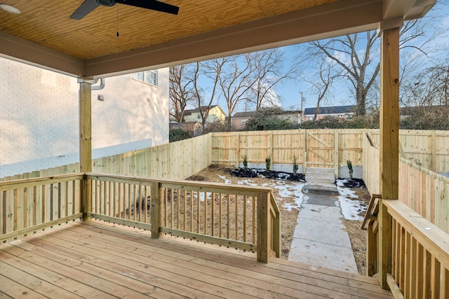 deck featuring ceiling fan