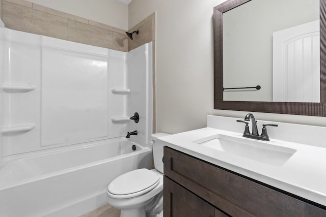 full bathroom featuring vanity, shower / bathtub combination, and toilet