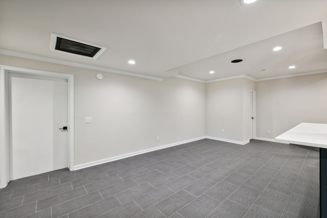 basement with ornamental molding