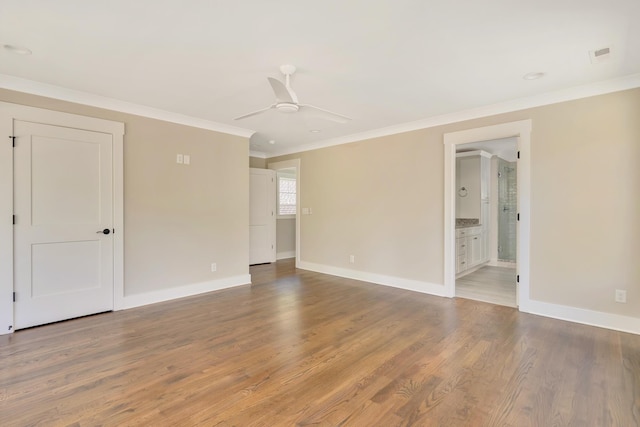 1311 Thomas Ave Unit 7, Chattanooga, TN 37409 - unfurnished room featuring a ceiling fan, ornamental molding, baseboards, and light wood-style floors