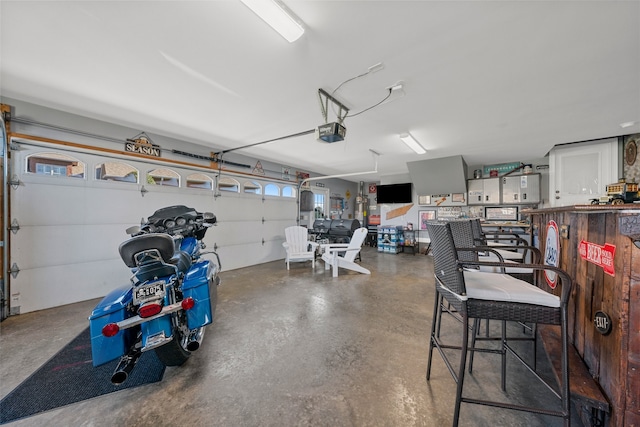 garage with a garage door opener