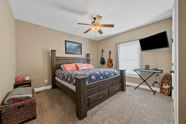 bedroom with carpet and ceiling fan