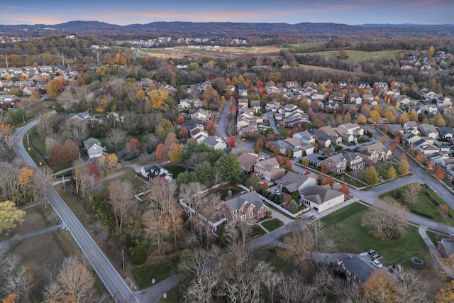 view of aerial view at dusk