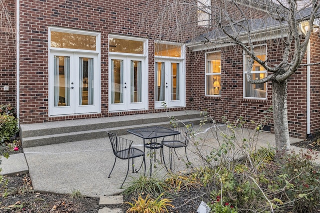 view of patio featuring french doors