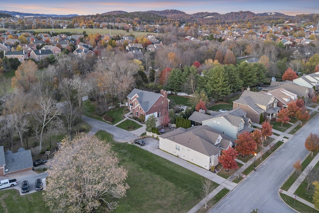 view of aerial view at dusk