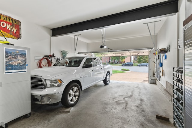 garage with a garage door opener