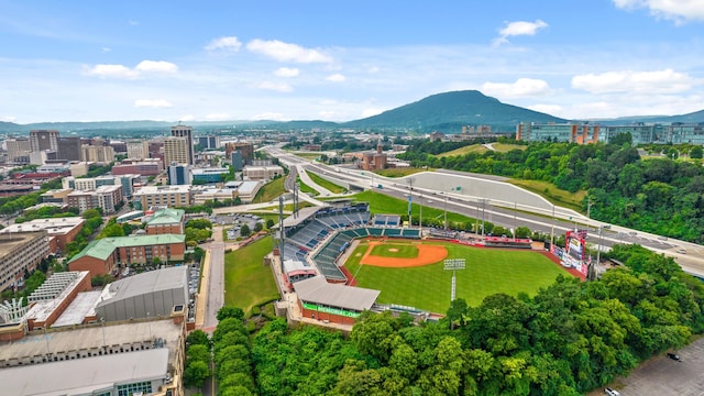 bird's eye view with a mountain view