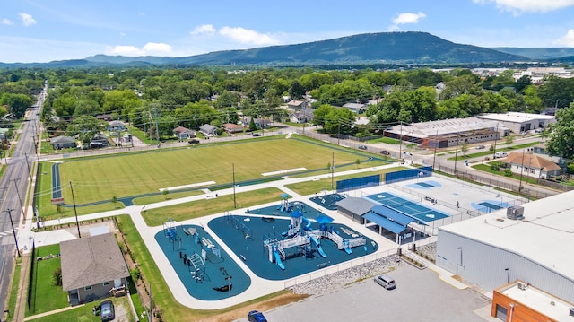 drone / aerial view with a mountain view