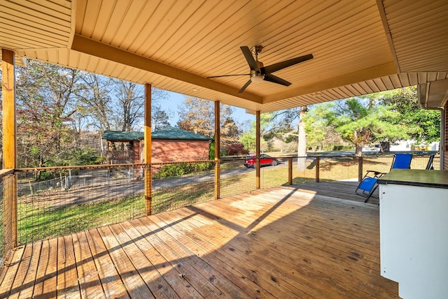 deck featuring ceiling fan