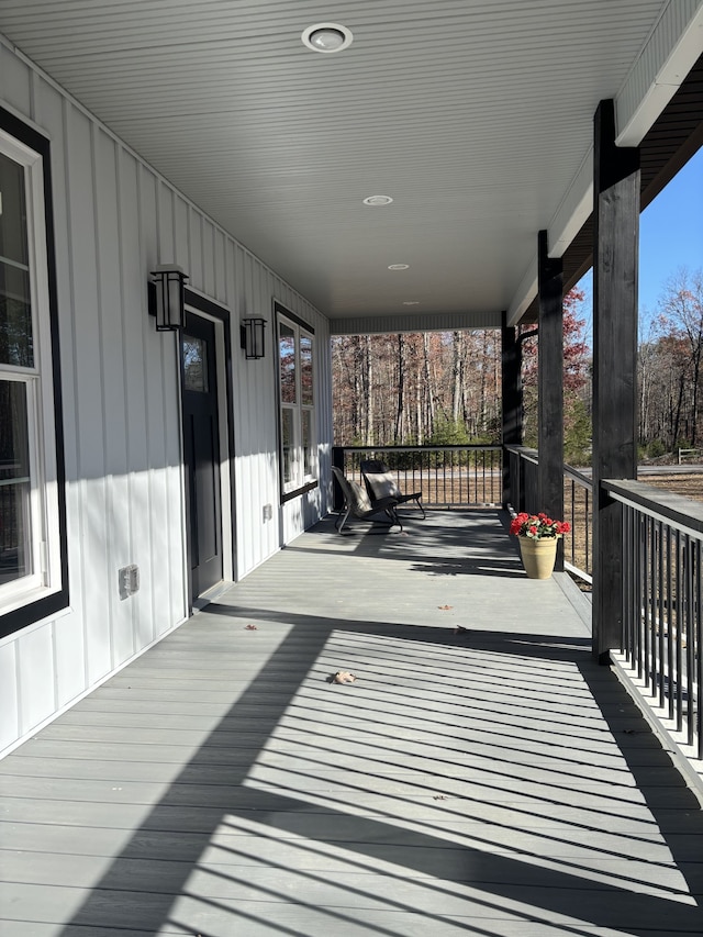 deck featuring covered porch