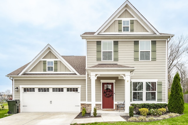 craftsman house featuring a garage