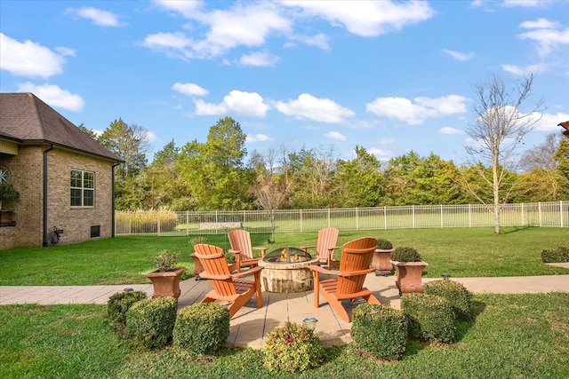 view of patio featuring a fire pit