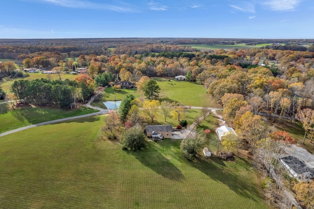 birds eye view of property featuring a rural view