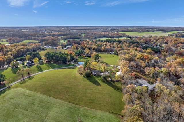 birds eye view of property featuring a rural view