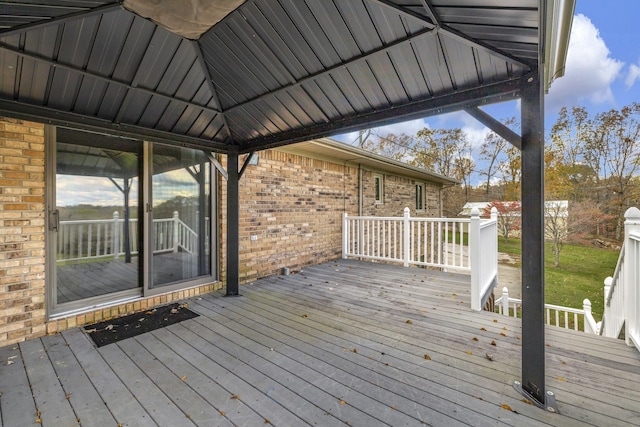 wooden deck with a gazebo