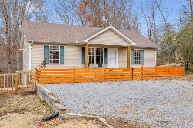 view of single story home