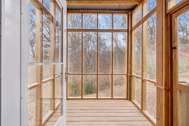 view of unfurnished sunroom