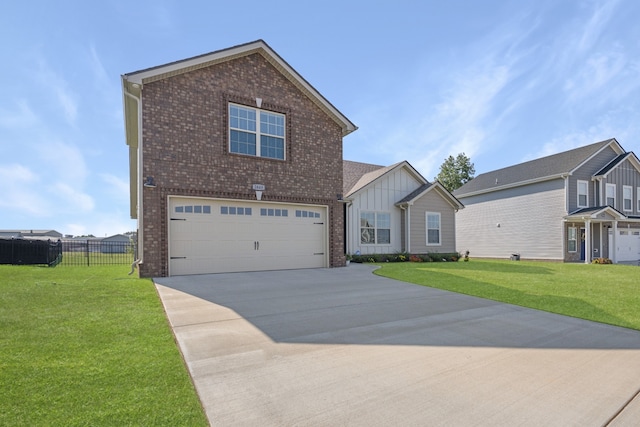 front of property featuring a garage and a front yard