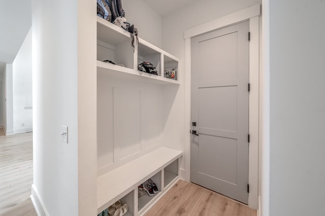 mudroom featuring light hardwood / wood-style flooring