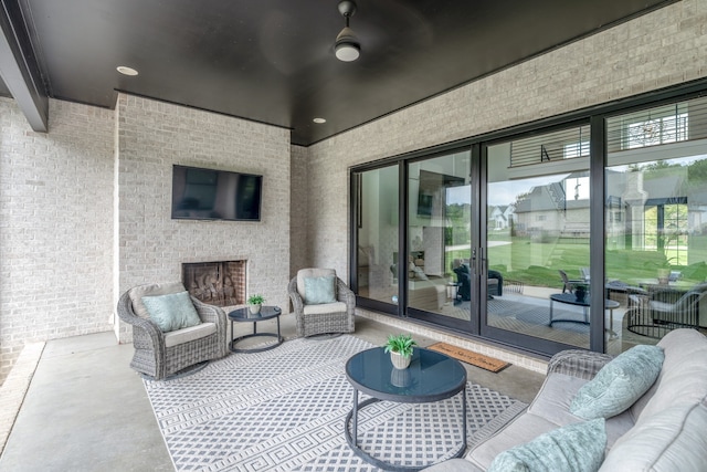 view of patio / terrace featuring outdoor lounge area and french doors