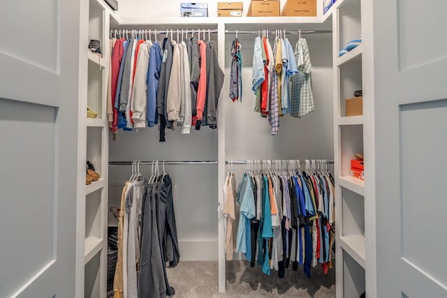 walk in closet featuring carpet