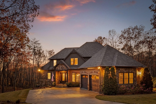 view of front of property featuring a garage