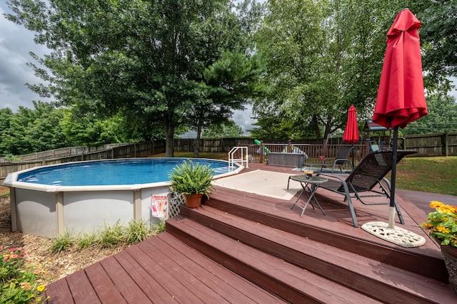 view of pool featuring a deck