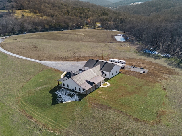 drone / aerial view with a rural view