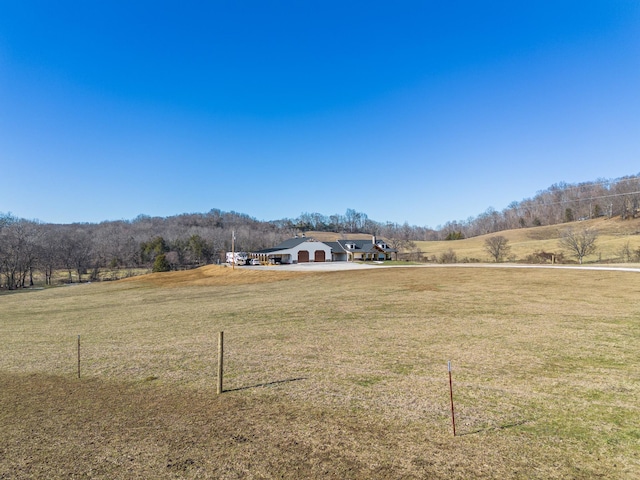 view of yard with a rural view