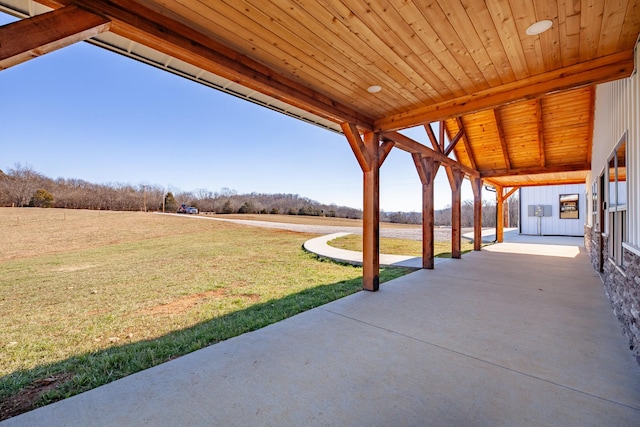 view of patio / terrace with a rural view