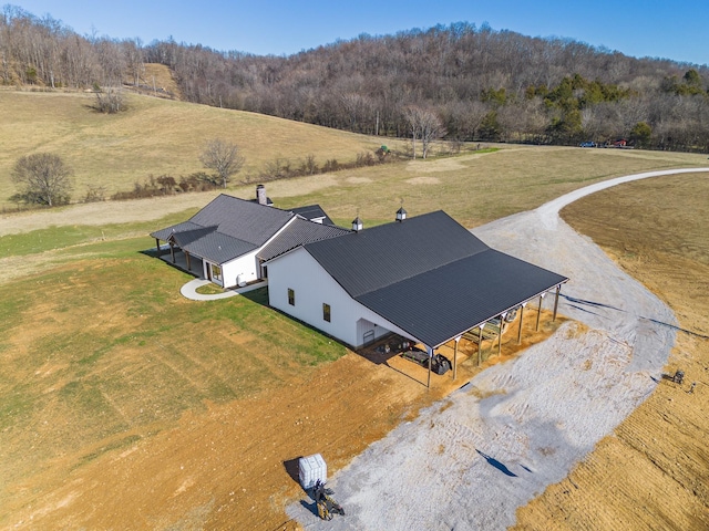 aerial view featuring a rural view