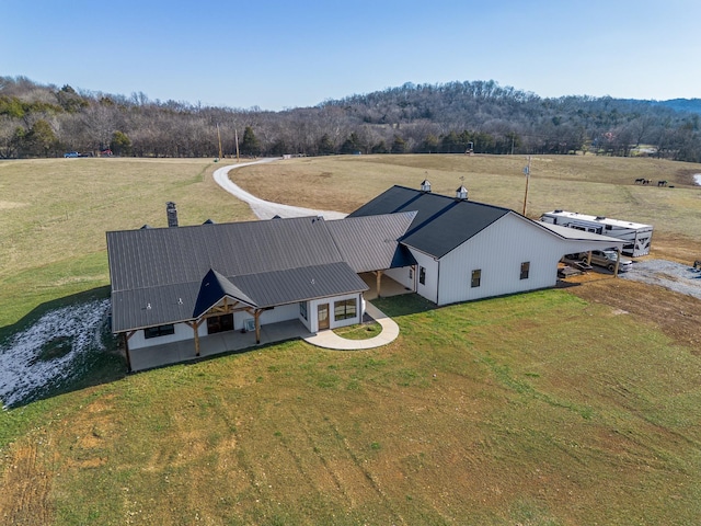 aerial view featuring a rural view