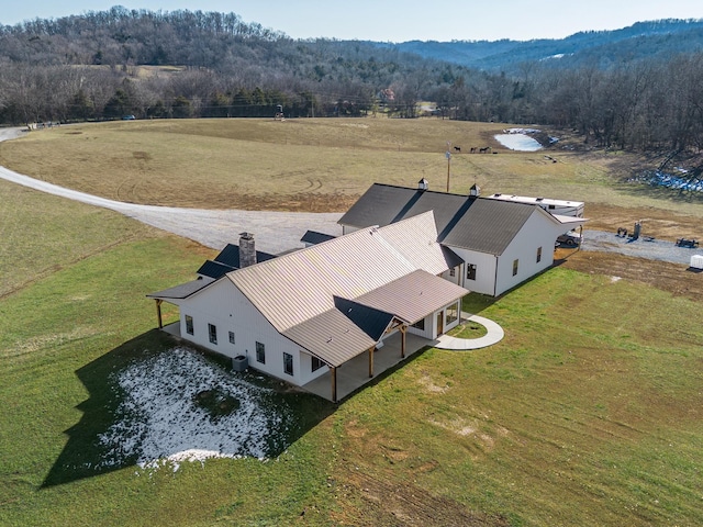 drone / aerial view featuring a rural view