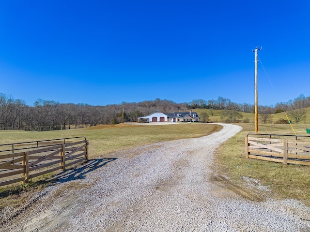 view of street featuring a rural view