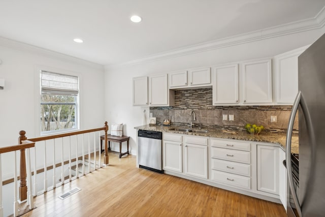 kitchen featuring sink, white cabinets, and stainless steel appliances