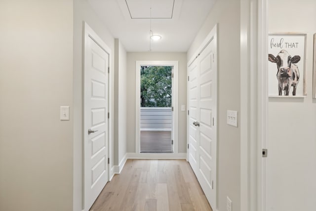 hall featuring light hardwood / wood-style floors