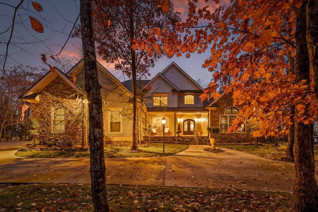 view of front of property with covered porch