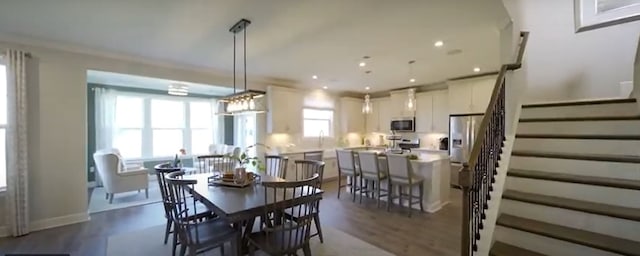 dining area featuring dark hardwood / wood-style flooring