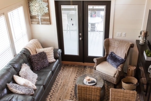 interior space with french doors and hardwood / wood-style floors