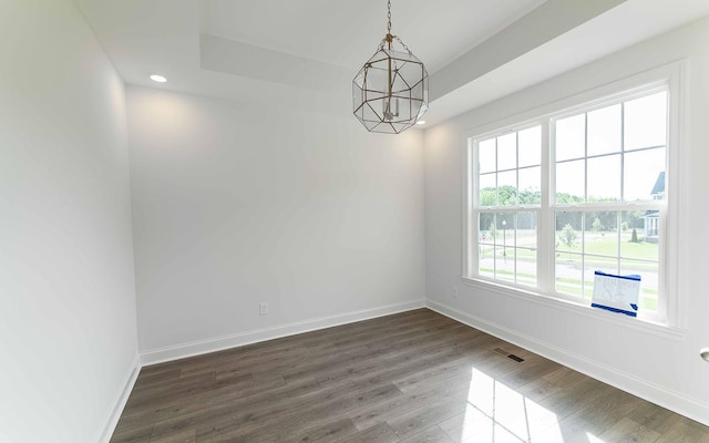 7938 Pine St, Fairview, TN 37062 - unfurnished room featuring a chandelier, dark wood-type flooring, baseboards, and recessed lighting