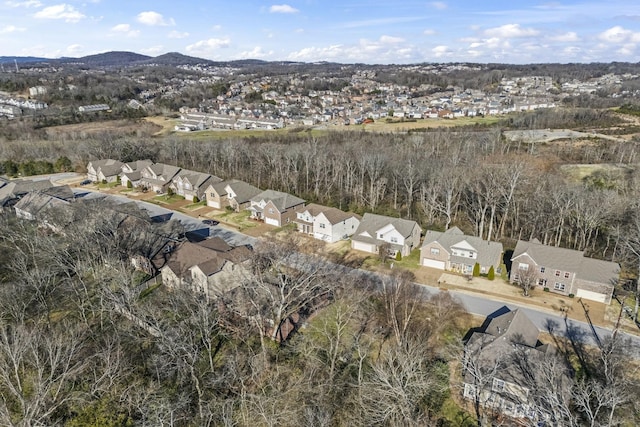 drone / aerial view with a mountain view