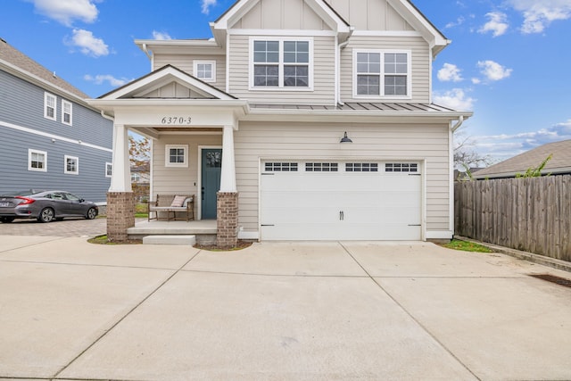 craftsman inspired home with a garage