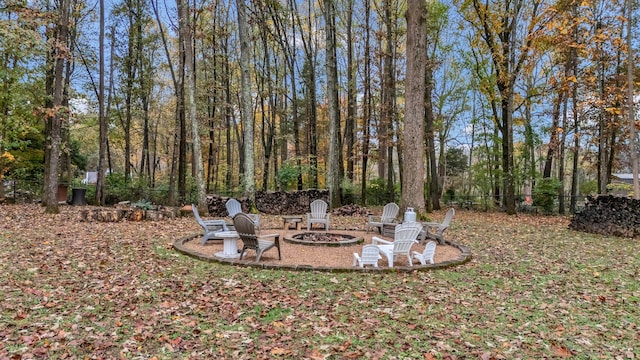 view of yard featuring a fire pit