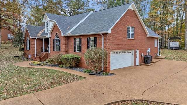 view of side of home with a garage