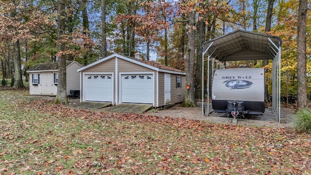 garage with a carport