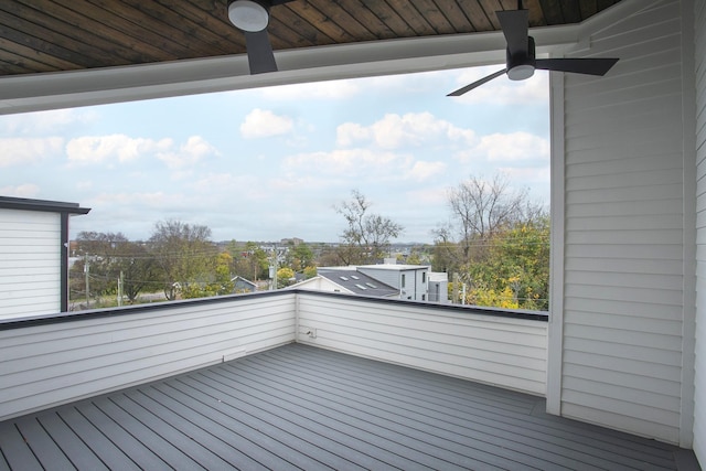 wooden deck with ceiling fan