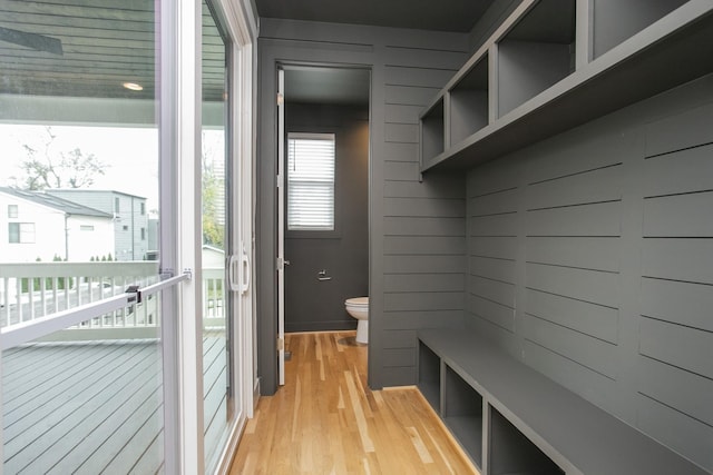 mudroom with light wood-type flooring